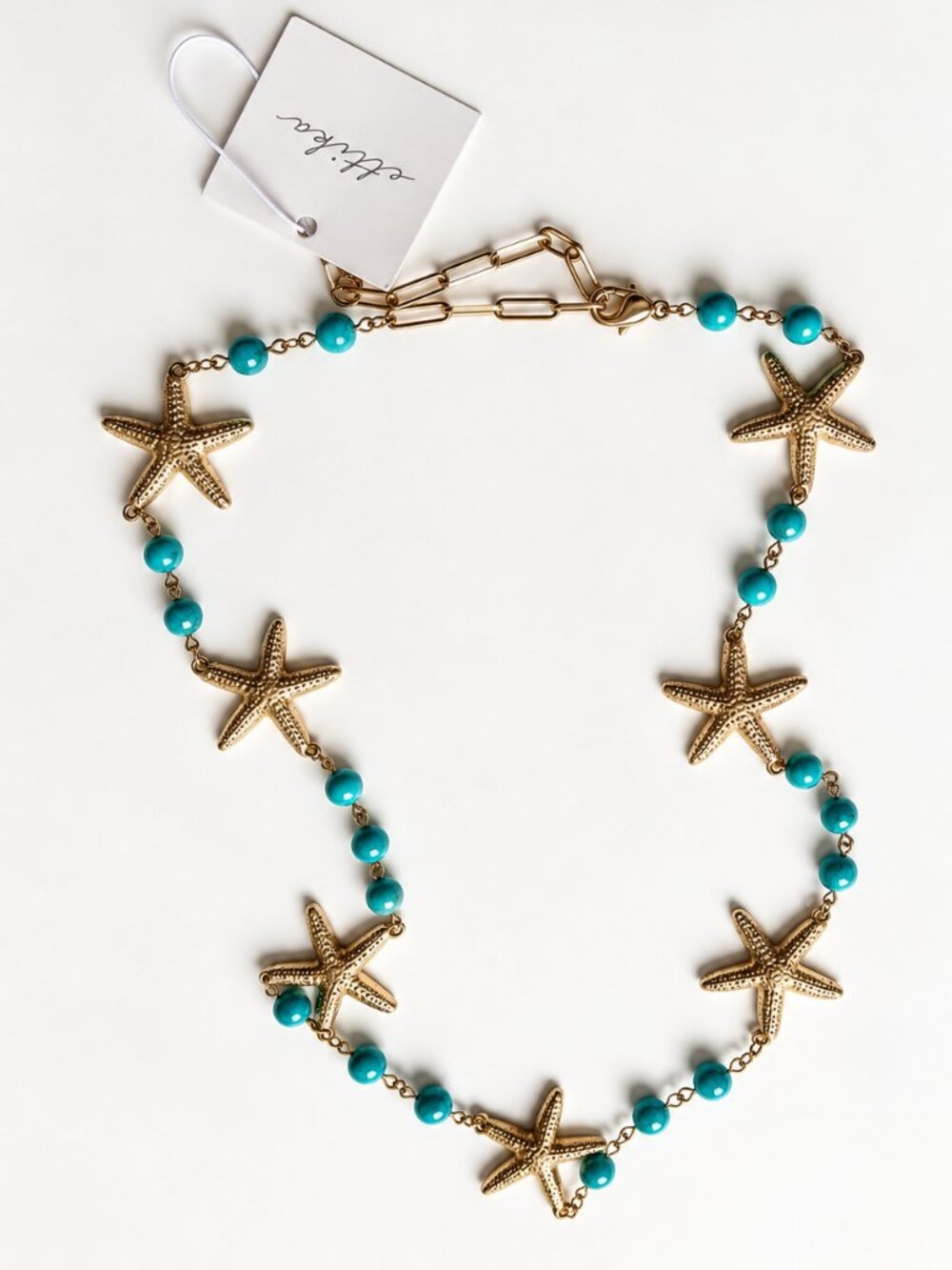 Ettika Mermaid Cove Turquoise Blue & Gold Starfish Necklace NWT